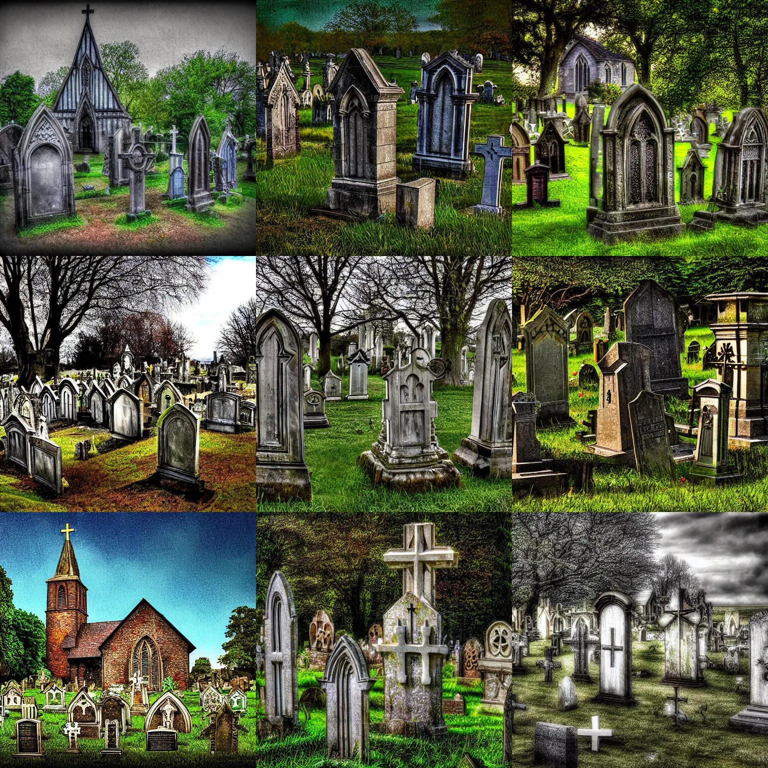 Prompt: old English church graveyard, beautiful digital art