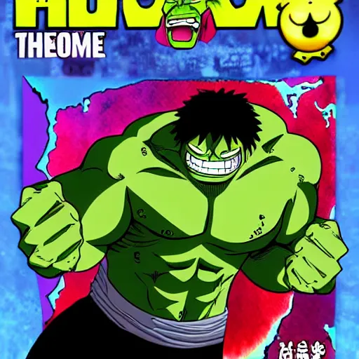 Image similar to the hulk in the style of one piece anime