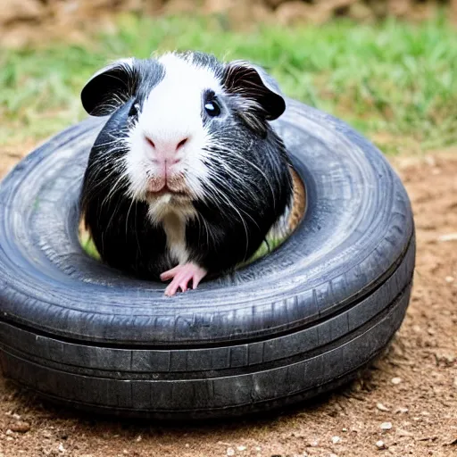 Image similar to guinea pig with tires for legs