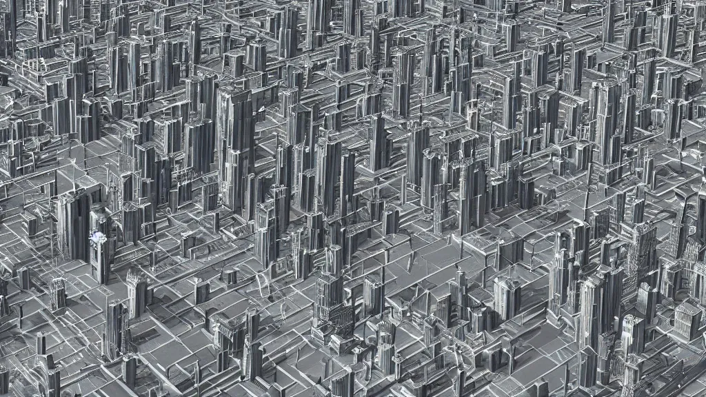 Prompt: a redshift render of a metropolis city view .