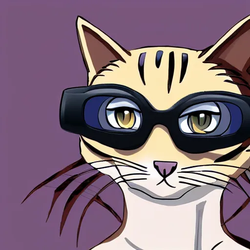 Image similar to cat person with goggles, anime style, brown fur