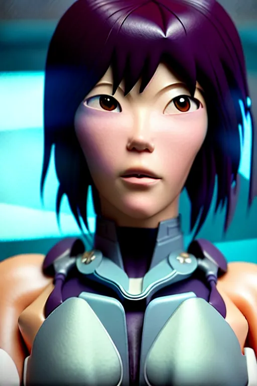 Image similar to weta disney pixar movie still portrait photo of motoko kusanagi ghost in the shell anime : : as cyborg woman by pixar : : by ilya kuvshinov, rossdraws, artgerm, maxim cover, octane render, anime, octane render, 3 d, volumetric lighting, anti aliasing, raytracing : :