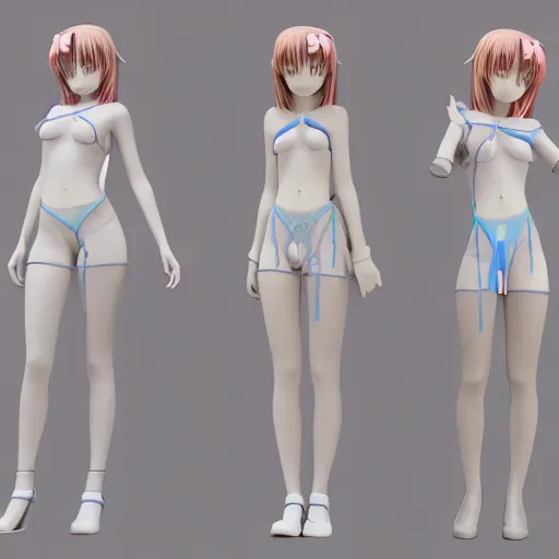 Prompt: 3d model topology of an anime girl