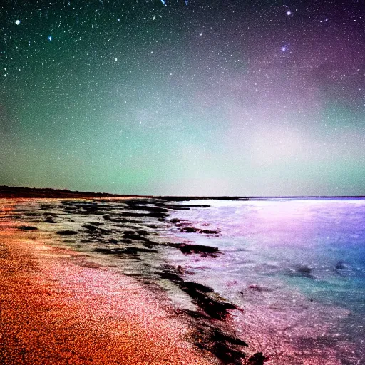 Image similar to Nebulas crashing on the seashore like waves