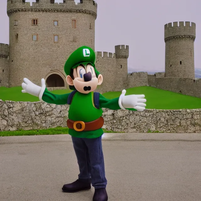 still image of charlie day dressed as luigi with a