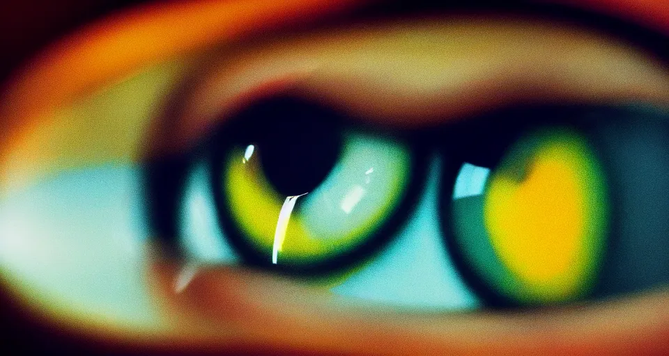 Prompt: highly detailed photograph of an eye, a city is sen in the reflection of the eye, vibrant colours, Macroshot, trending on artstation