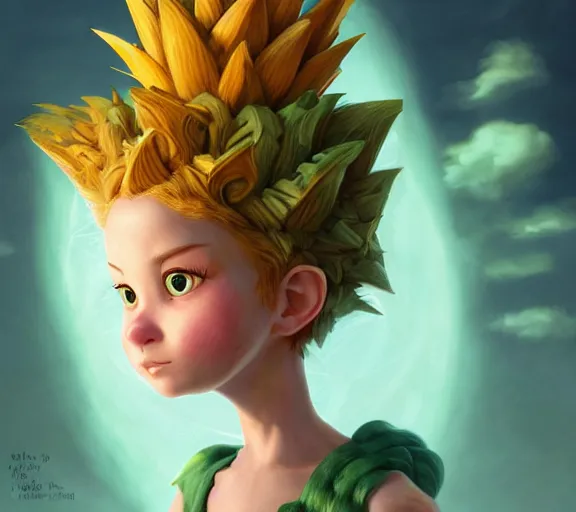 Prompt: an epic fantasy comic book style portrait painting of an extremely cute and adorable very beautiful pineapple mint cat halfling, character design by mark ryden and pixar and hayao miyazaki, unreal 5, daz, hyperrealistic, octane render, cosplay, rpg portrait, dynamic lighting, intricate detail, harvest fall vibrancy, cinematic