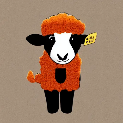 Prompt: cute little sheep using orange inmate clothes