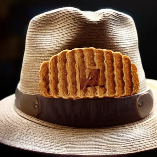 Image similar to a a hat made out of toast