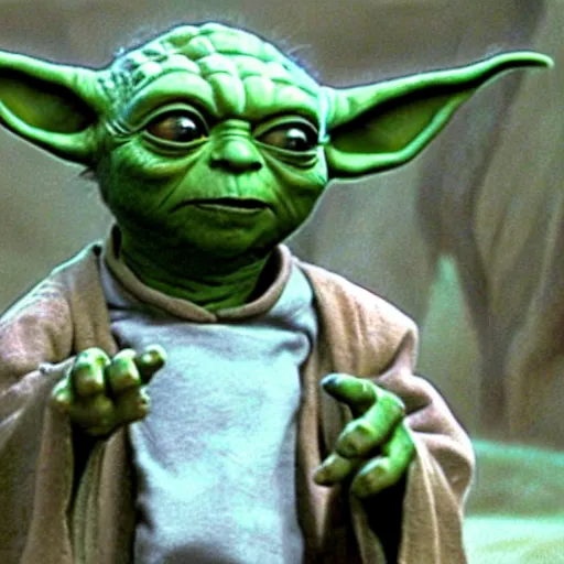 Image similar to Yoda on the planet he was born on, spending time with other members of his species