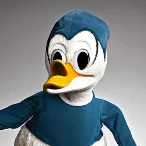 Prompt: Studio photo of Donald Duck as a living being, hyper-realistic close-up professional shot