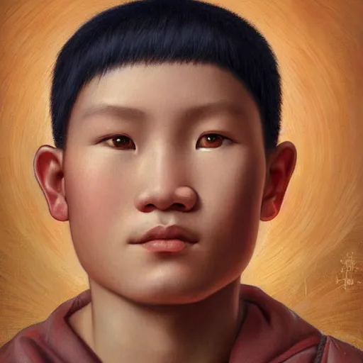 Image similar to a stunning portrait of yakut boy by Evelyn De Morgan and Ross Tran, rossdraws, fresco