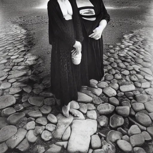 Prompt: photo by shirin neshat and joel peter witkin and vivian maier