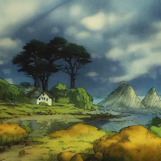 Prompt: landscape by miyazaki, byearl norem