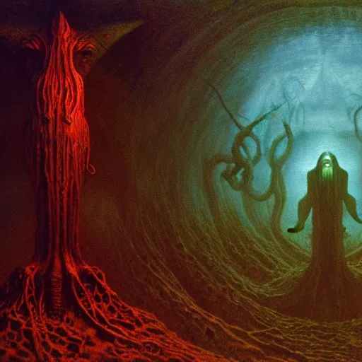 Image similar to a cinematic scene from the cthulhu, concept art by beksinski and jean delville, dramatic lighting, ultra hd, hdr, 8 k