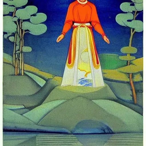 Image similar to a beautiful painting of katu - yaryk by roerich