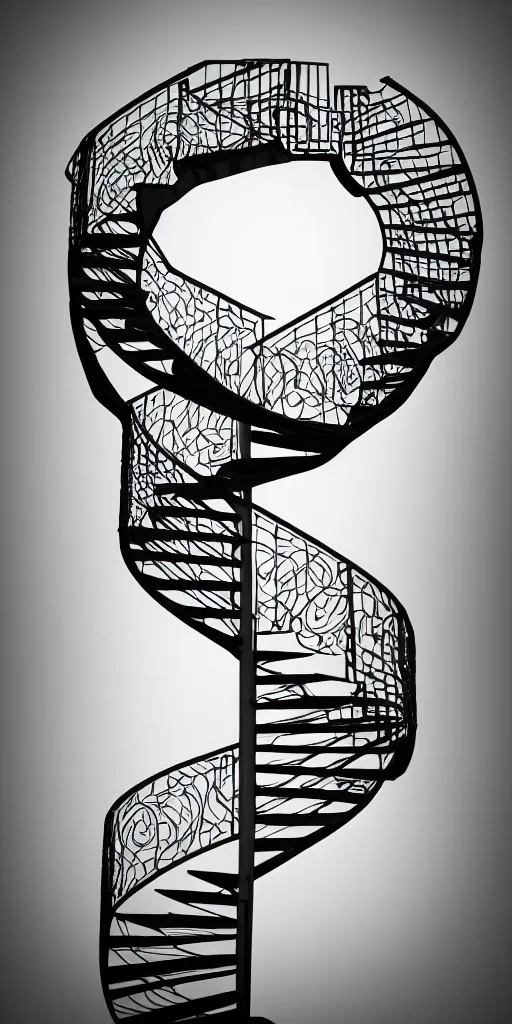 Prompt: infinite spiral stair case, digital art, 4 k