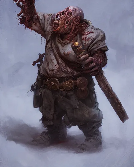 Prompt: hyper realistic photo portrait zombie dwarf cinematic, greg rutkowski, james gurney, mignola, craig mullins, brom