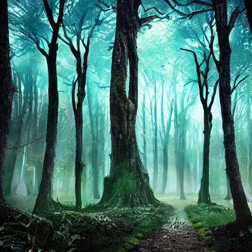 Image similar to magical forest taking over sci-fi city, digital art award-winning photography