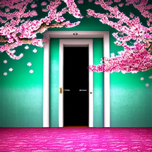 Image similar to doorway to eternal sakura ocean