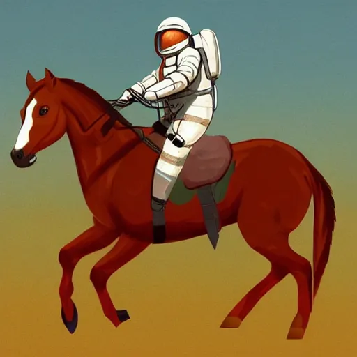 Prompt: concept art of a horse riding on the astronaut