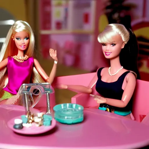 Image similar to barbie playset in pulp fiction, 8 k