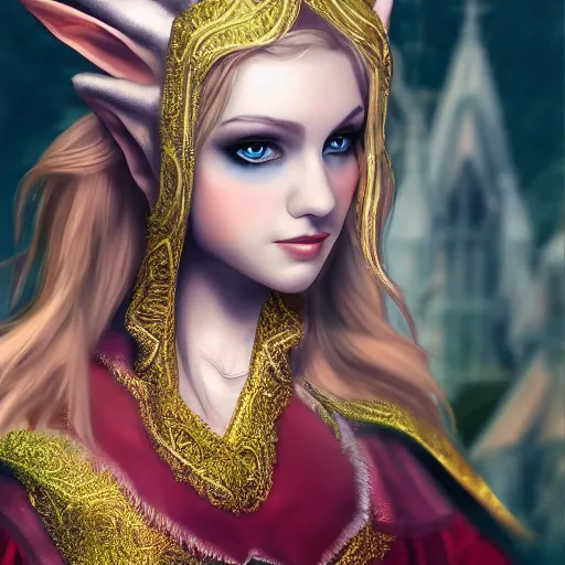 Prompt: beautiful elf with ornate robes, highly detailed, 8k, HDR, smooth, sharp focus, hyper realistic, high resolution