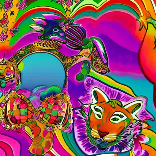 Prompt: ancient artifacts designed by Lisa Frank