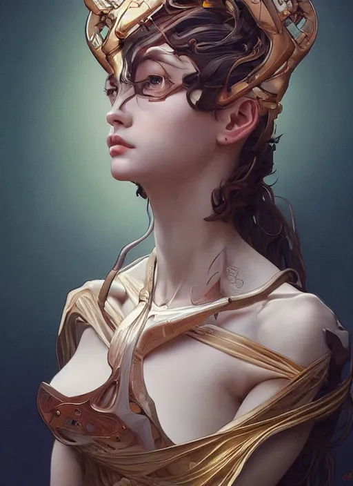 Image similar to mechanical humanoid, masterpiece, intricate, elegant, highly detailed, digital painting, artstation, concept art, smooth, sharp focus, illustration, art by artgerm and greg rutkowski and alphonse mucha and uang guangjian and gil elvgren and sachin teng, symmetry!!