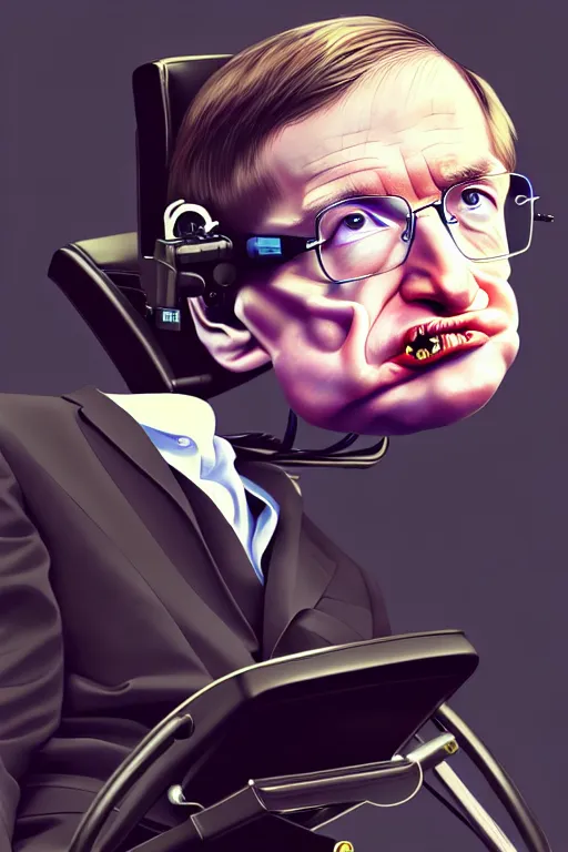 Image similar to a ultradetailed beautiful panting of stephen hawking in rocket league game, high detailed face, anatomically correct, by ilya kuvshinov, greg rutkowski and makoto shinkai, trending on artstation