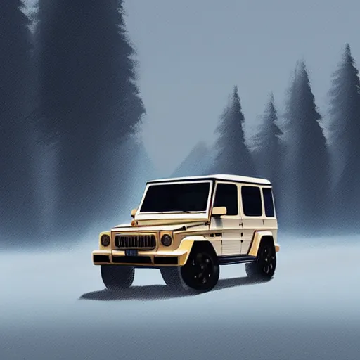 Image similar to a g wagon in the style of sylvain sarrailh, beautiful digital art, cinematic art, concept art, matte painting, oil painting