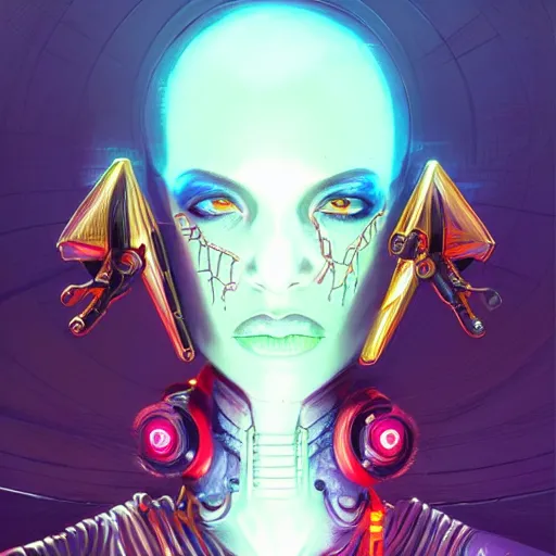 Image similar to african neon necromancer, science fiction, highly detailed, digital painting, beautiful eyes, symmetry, concept art, sharp focus, illustration, global illumination, radiant light, synthwave colors, detailed and intricate environment, art by artgerm and greg rutkowski and magali villeneuve and ilya kuvshinov!