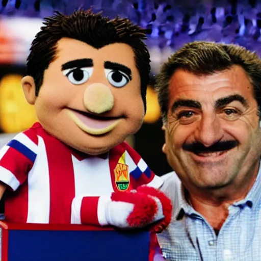 Image similar to xavi hernandez and joan laporta as a muppet