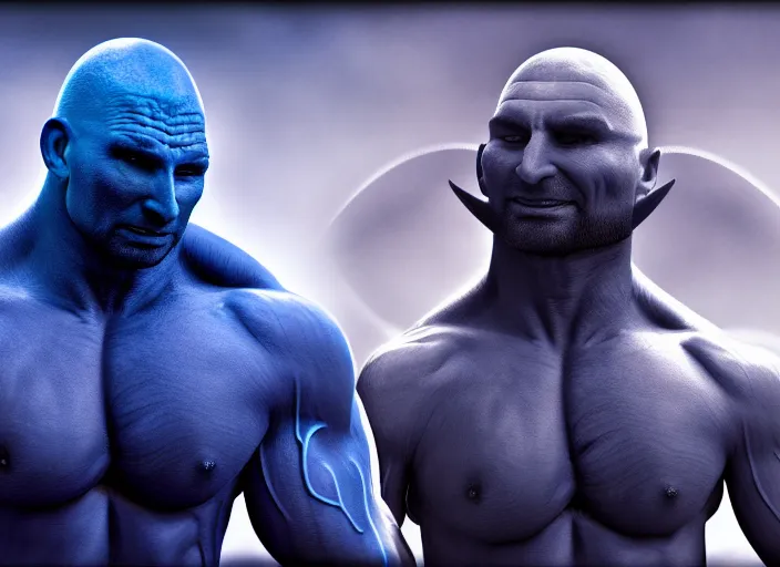 Image similar to blue dave bautista with antennas. fantasy magic style. highly detailed 8 k. intricate. nikon d 8 5 0. award winning photography.