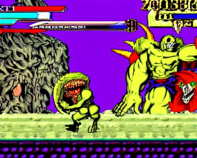 Image similar to Skeletor in Darkstalkers 3, arcade screen capture