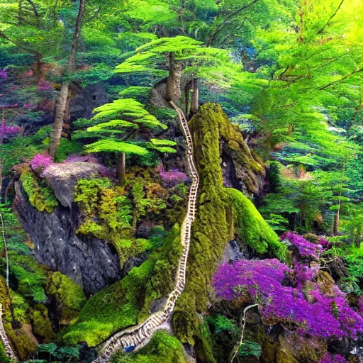 Prompt: cliffside gemstone _ tree forest