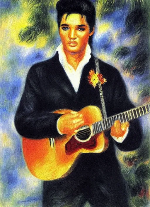 Image similar to oil painting of elvis presley by renoir