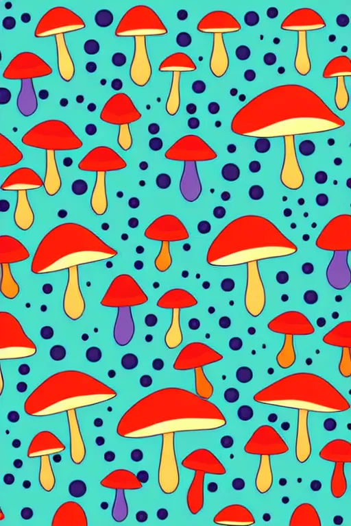 Image similar to minimalist boho style art of a colorful mushroom, illustration, vector art