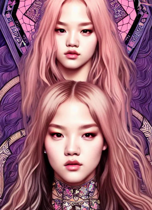 Image similar to jossi of blackpink, king, tarot card, highly detailed, digital painting, smooth, sharp focus, illustration, ultra realistic, 8 k, art by artgerm and alphonse mucha