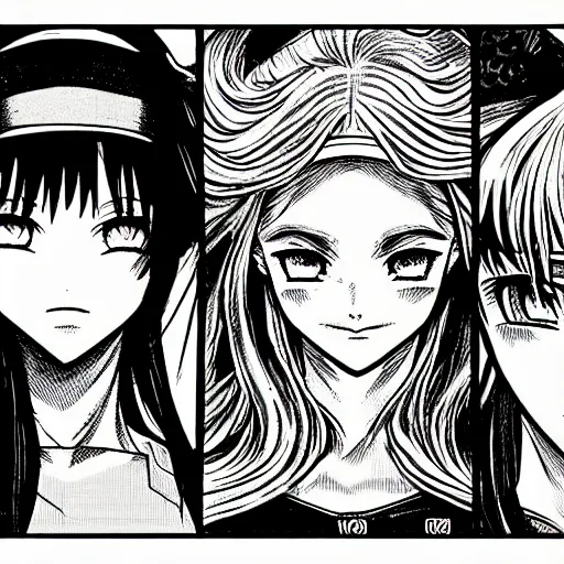 Image similar to prompt: 90's manga version of world of warcraft characters in black and white hyper detailed style, drawn by Botticelli, smaller details, 1980 manga style, graphic halftone details,