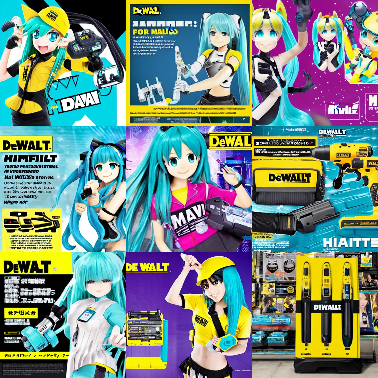 Prompt: dewalt hatsune miku promotional advertisement