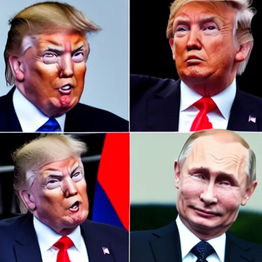 Image similar to Donald Trump and Putin as combined twins, pride