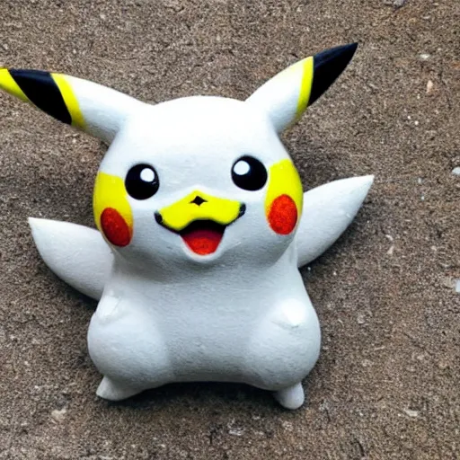 Image similar to Pikachu made out of stone