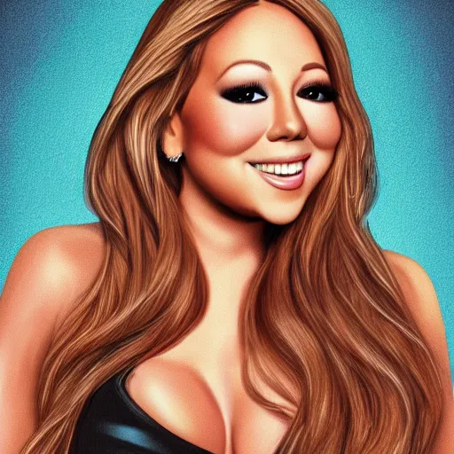 Image similar to an illustration of a beautiful mariah carey long hair, digital art, not characteristic