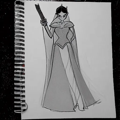 Image similar to milt kahl sketch of victoria justice as princess padme from star wars