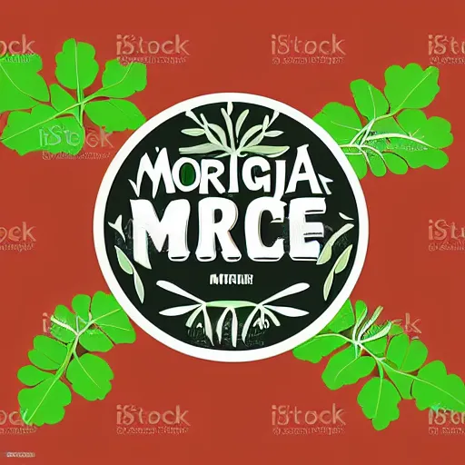 Image similar to moringa juice label, simple vector art, logo, label, template, moringa oleifera leaves, trending on artstation