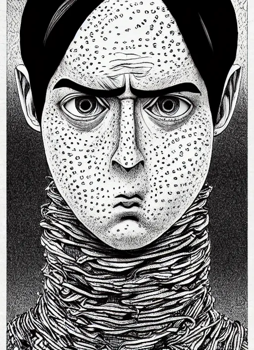 Image similar to portrait of gru, freckles, intricate, highly detailed, illustration, art by junji ito, junji ito