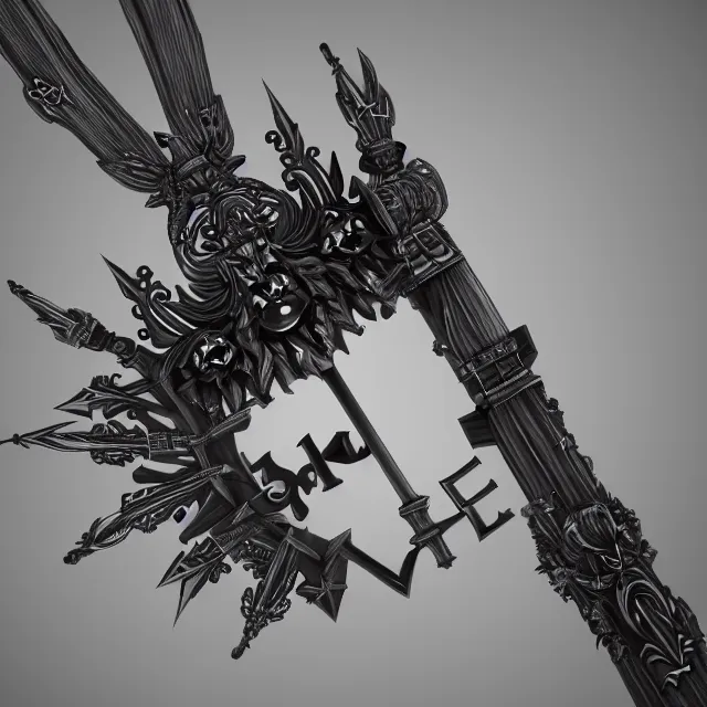 Image similar to kingdom hearts keyblade fluffy scary, dark cinematic, volumetric, realistic, 3 d render, cinematic lighting, ray tracing, cinematic, unreal engine 5, unreal engine render, octane render, hyper realistic, photo, 8 k