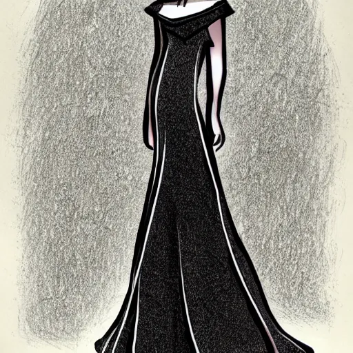 Prompt: a fashion drawing of a dress