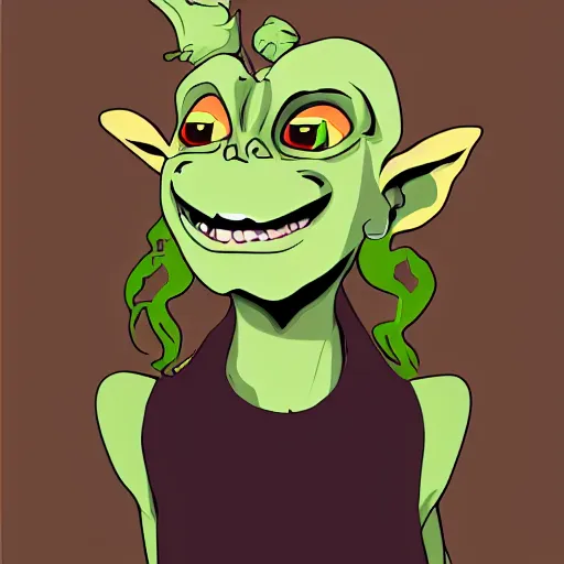 Image similar to portrait of a goblin, single subject, illustration, cartoon, comic, anime, vector art, simple background